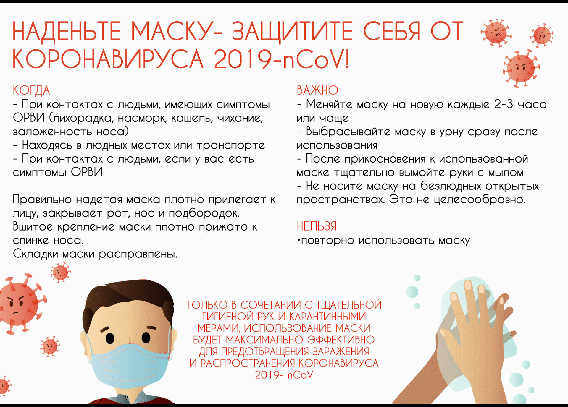 Плакат "Наденьте маску - защитите себя от коронавируса 2019-nCoV!" Плакат "Наденьте маску - защитите себя от коронавируса 2019-nCoV!"