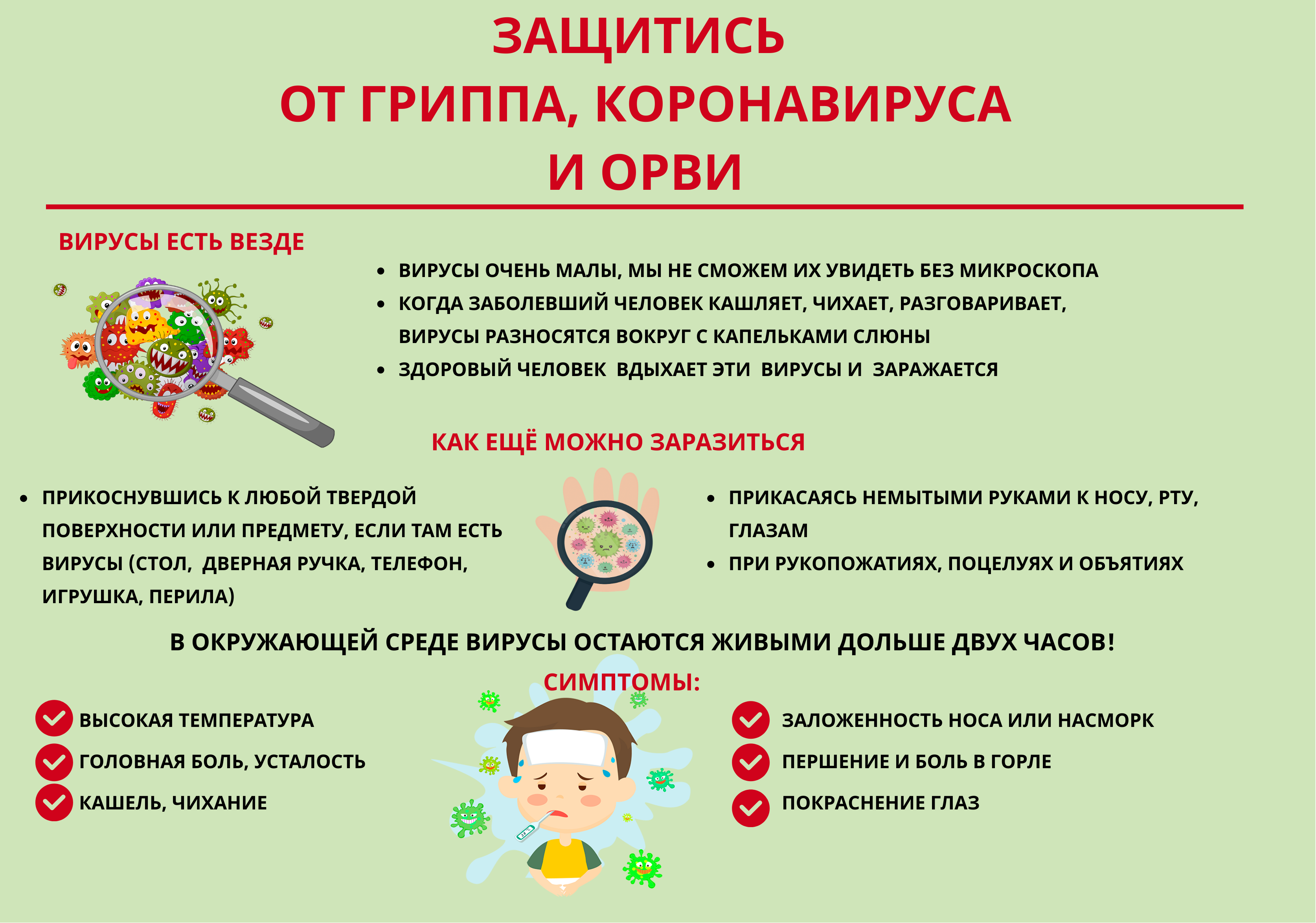 Плакат "Защитись от гриппа, коронавируса и ОРВИ" Плакат "Защитись от гриппа, коронавируса и ОРВИ"